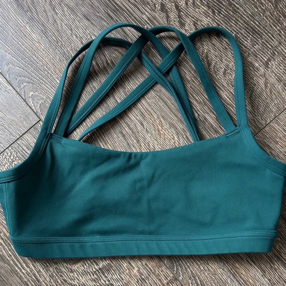 Pine Green Strappy Sports Bra